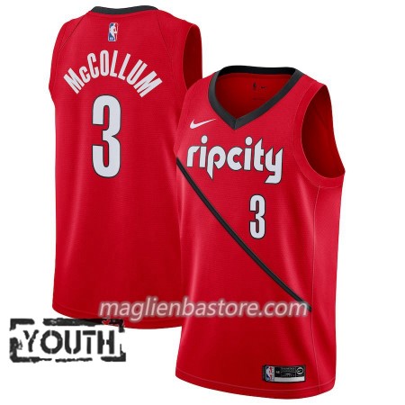 Maglia NBA Portland Trail Blazers C.J. McCollum 3 2018-19 Nike Rosso Swingman - Bambino